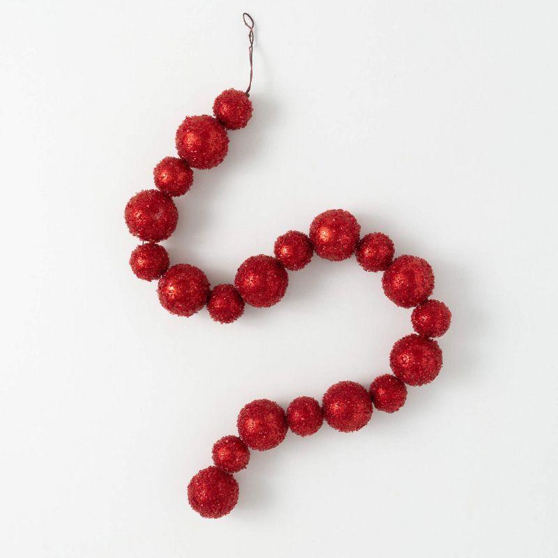 49" Christmas Red Christmas Ball Garland, Red