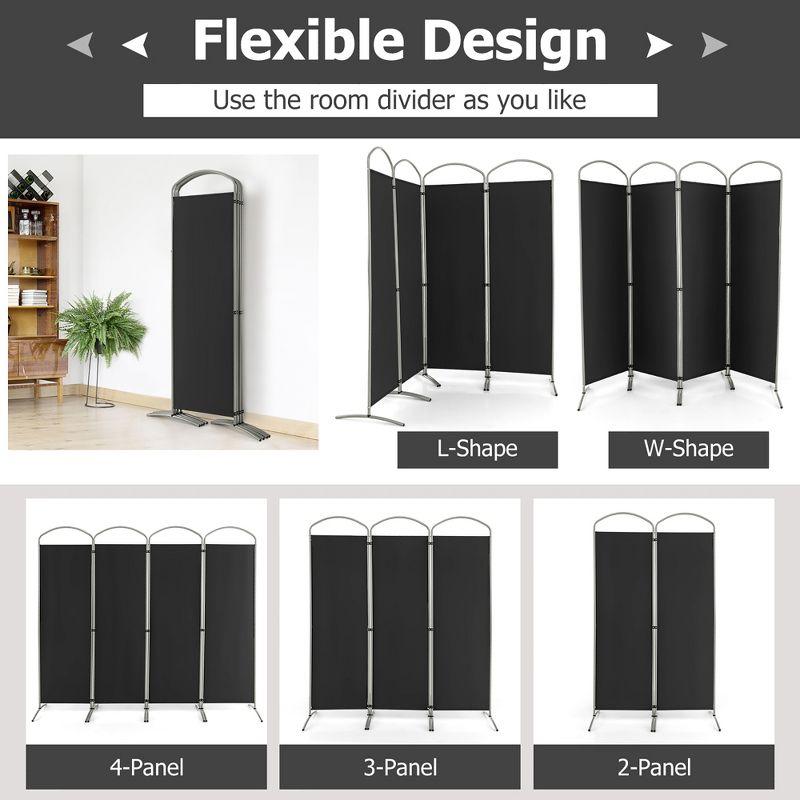 Costway 4 Panels Folding Room Divider 6 Ft Tall Fabric Privacy Screen Black