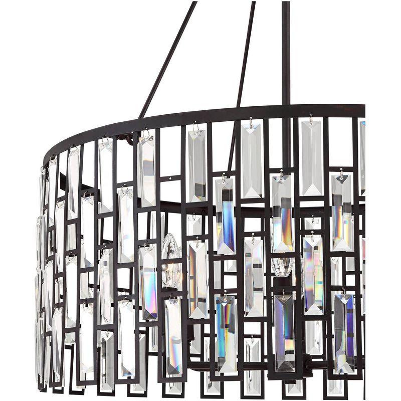 Regency Hill Aurelia Bronze Drum Pendant Chandelier 26 3/4" Wide Modern Clear Glass Shade 6-Light Fixture for Dining Room House Foyer Kitchen Island