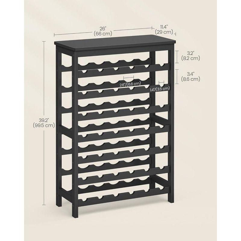 SONGMICS 42-Bottle Wine Rack Free Standing Floor, 7-Tier Display Wine Storage Shelves with Table Top, Bamboo Wobble-Free Bottle Holder, Ink Black