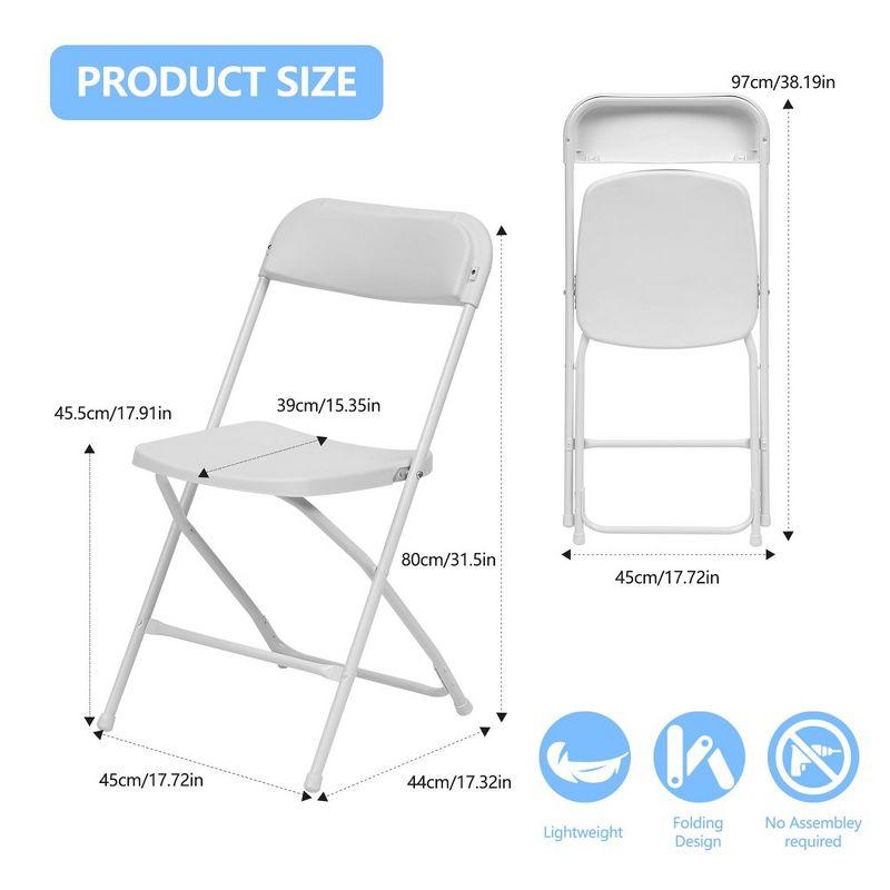 SUGIFT Plastic Folding Chair 350lb Capacity Seat Set of 10, White