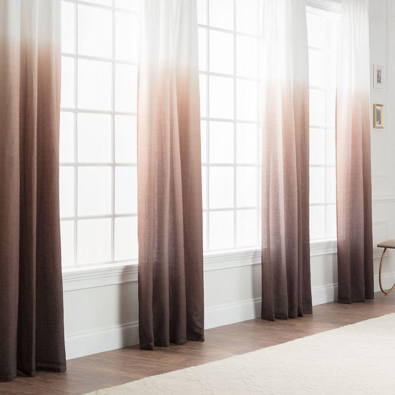 Gradient Ombre Brown and Flax Sheer Polyester Curtain Panels