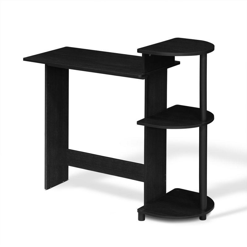 Compact Black Wood Computer Desk with Shelves