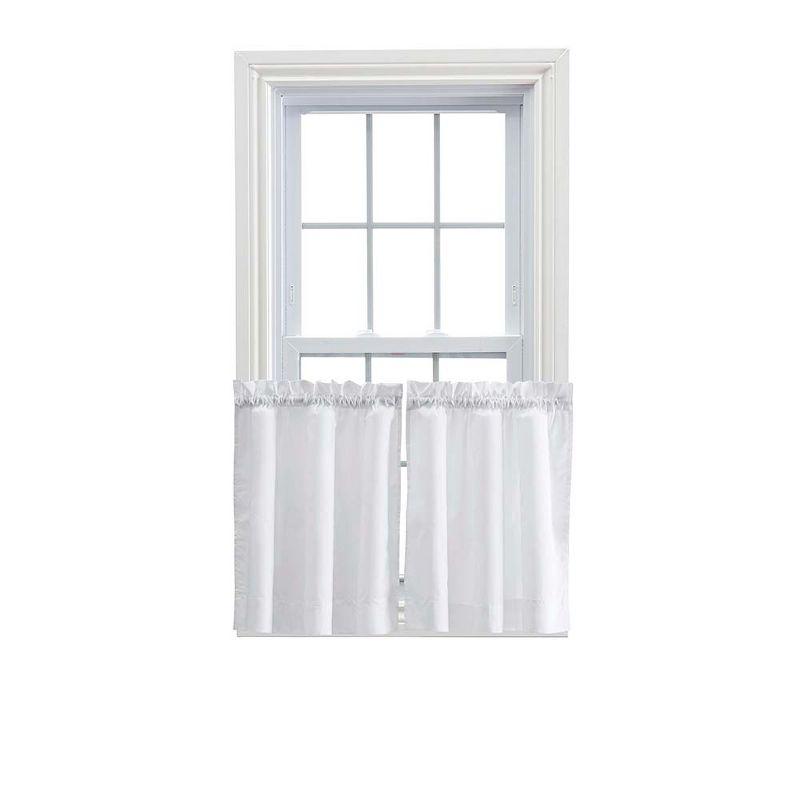 Stacey White 56" x 24" Polyester Cotton Tailored Tier Curtains