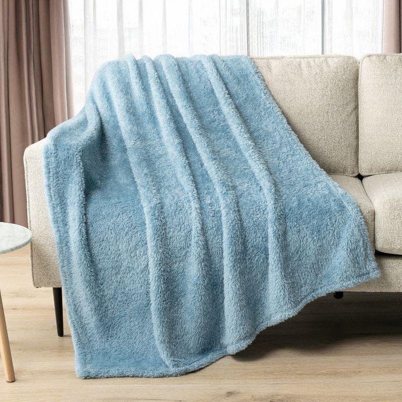 Dusty Blue Twin Sherpa Fleece Throw Blanket