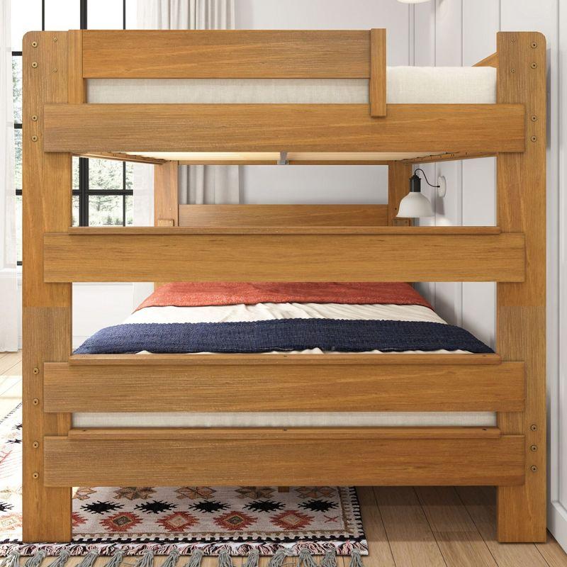 Max & Lily Farmhouse Queen over Queen Bunk Bed, Matte Pecan