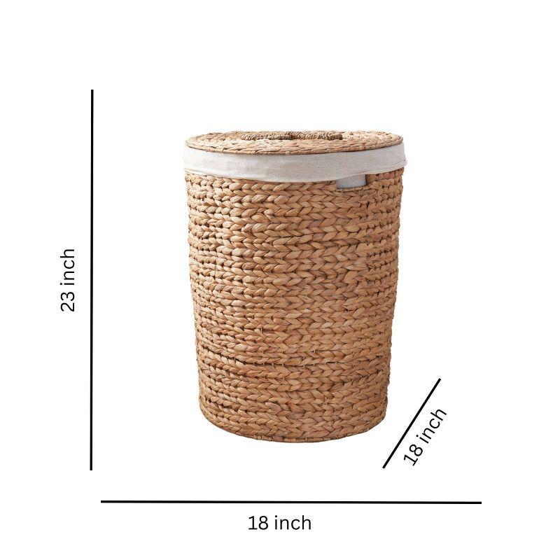 Ludmilla Round Tall Water Hyacinth Woven Wicker Laundry Hamper