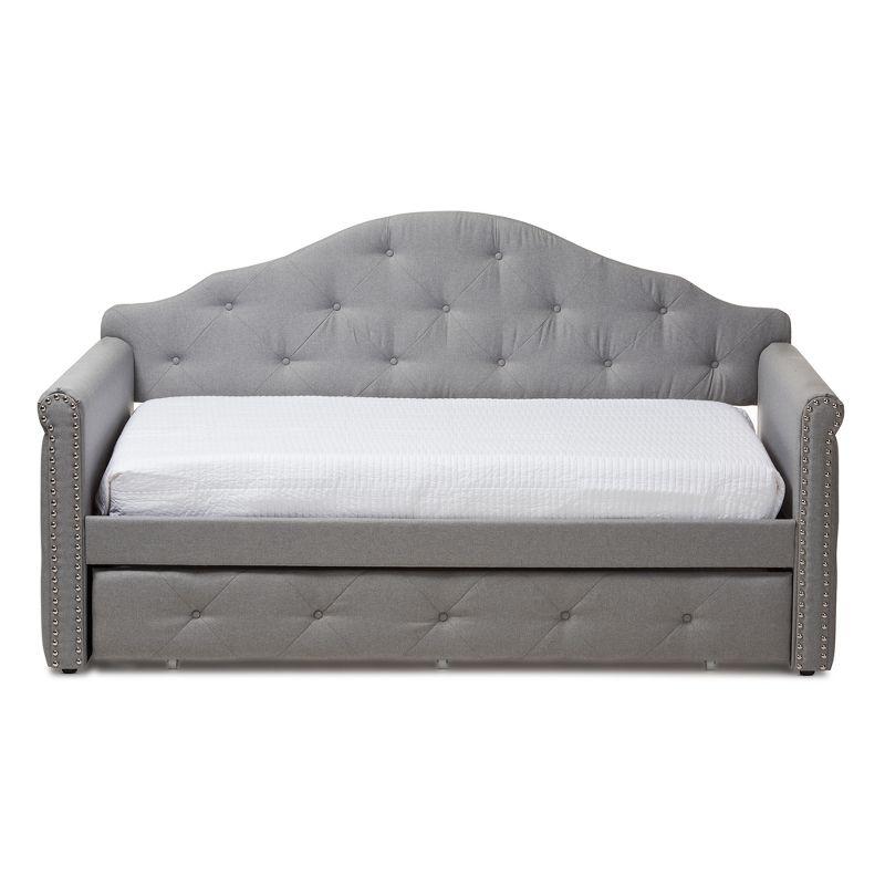 Emilie Twin Daybed with Nailhead Trim and Tufted Upholstery in Gray