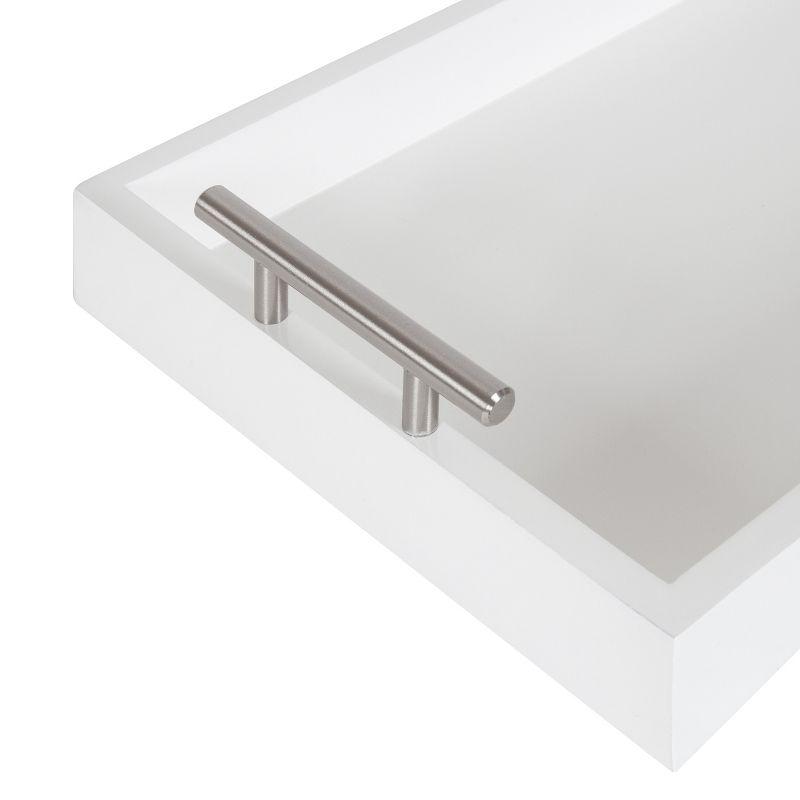 Kate and Laurel Lipton Tray, 10x24, White and Silver