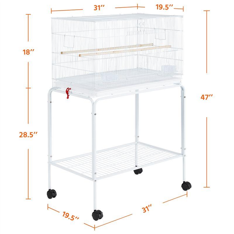 Yaheetech Metal Bird Cage with Rolling Stand for Small Birds Parrots Parakeets Conures White