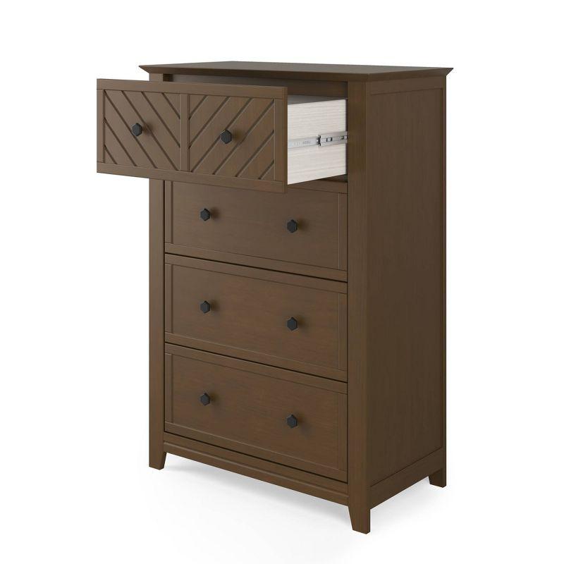 Atwood Modern Chevron 4-Drawer Nursery Chest in Cocoa Bean