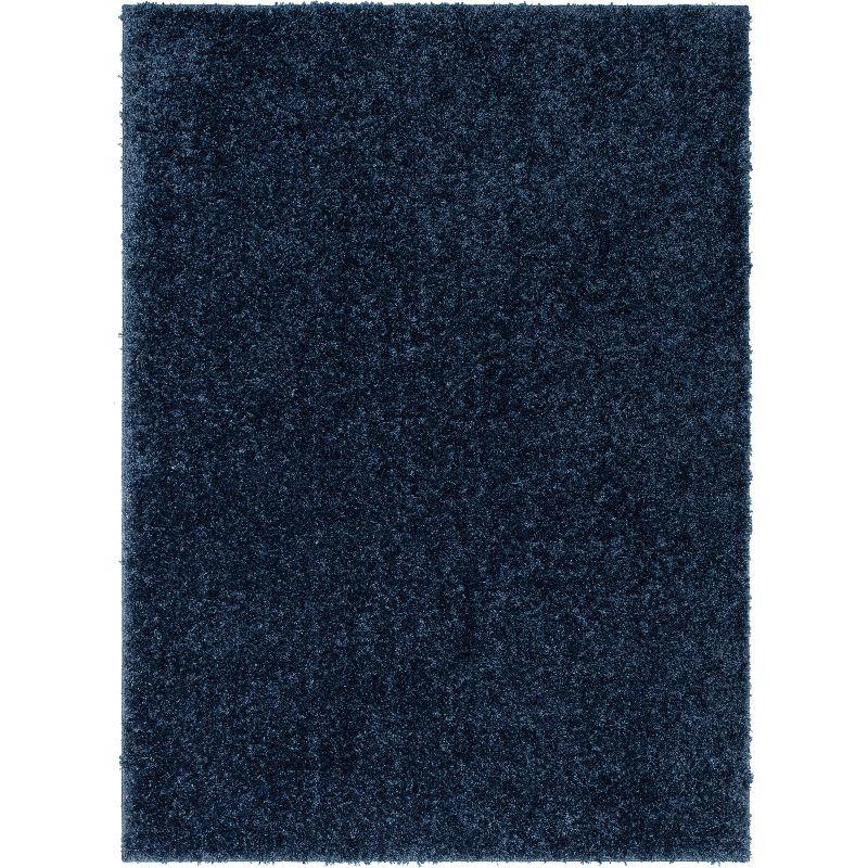 Berte Modern Solid Dark Blue Textured Shag Rug
