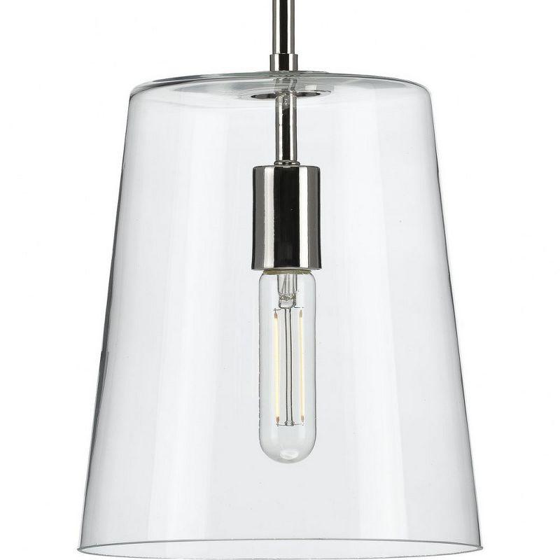 Progress Lighting Clarion 1-Light Pendant, Polished Nickel, Clear Glass Shade