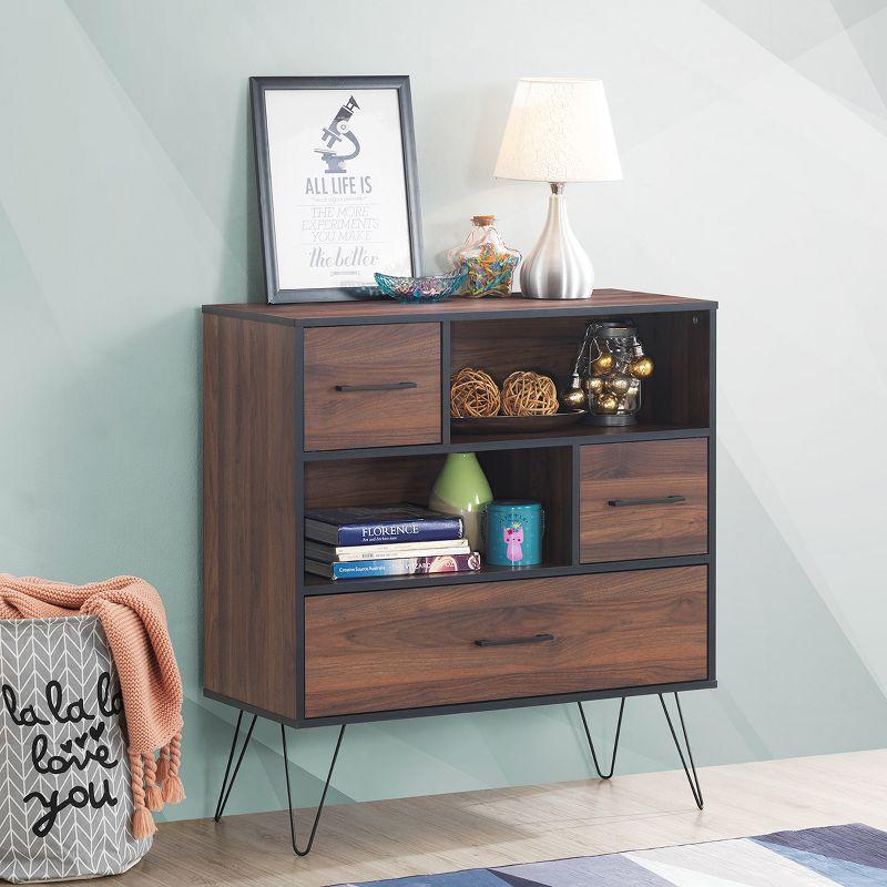 Tangkula Multipurpose Sideboard Storage Cabinet Unit w/Metal Leg &Drawer Walnut