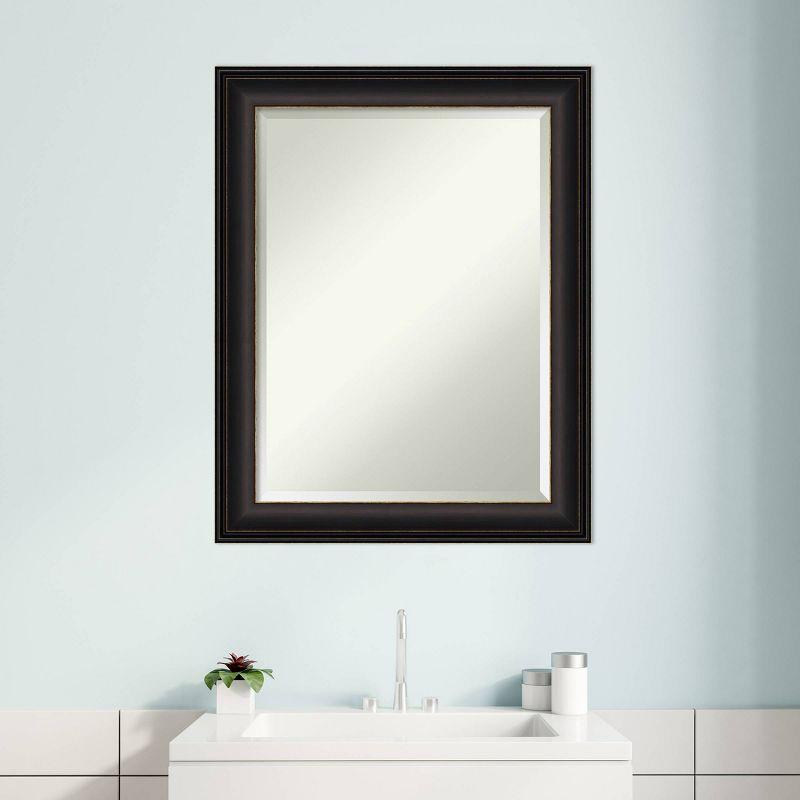 22" x 28" Trio Oil Rubbed Framed Bathroom Vanity Wall Mirror Bronze - Amanti Art: Modern Rectangle, Beveled Glass, Wall Mount