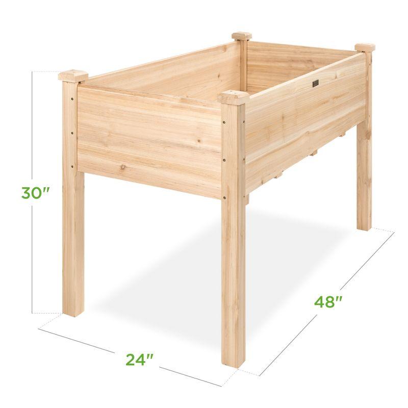 Best Choice Product 48x24x30in Raised Garden Bed, Elevated Wooden Planter for Yard w/ Foot Caps, Bed Liner