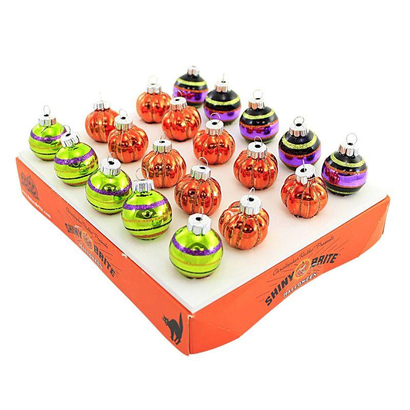 Shiny Brite 1.25 In 1.25" Striped Rounds & Pumpkins Ornament Halloween Decorated Tree Ornament Sets