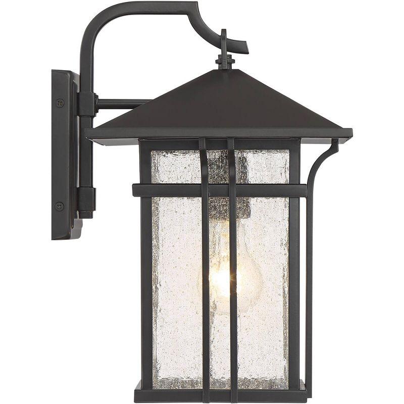 John Timberland Syon Mission Outdoor Wall Light Fixtures Set of 2 Painted Bronze Lantern 14" Clear Seeded Glass for Post Exterior Barn