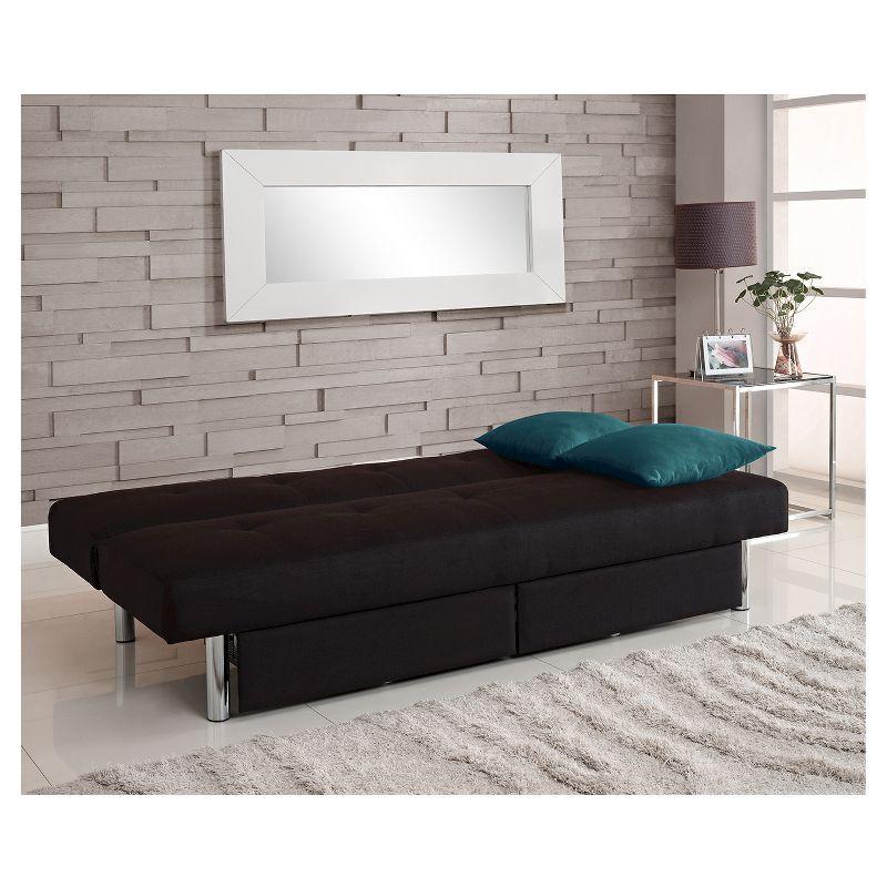 Sola Storage Futon Black - Dorel Home Products: Microfiber Upholstery, Sleeper with Compartments