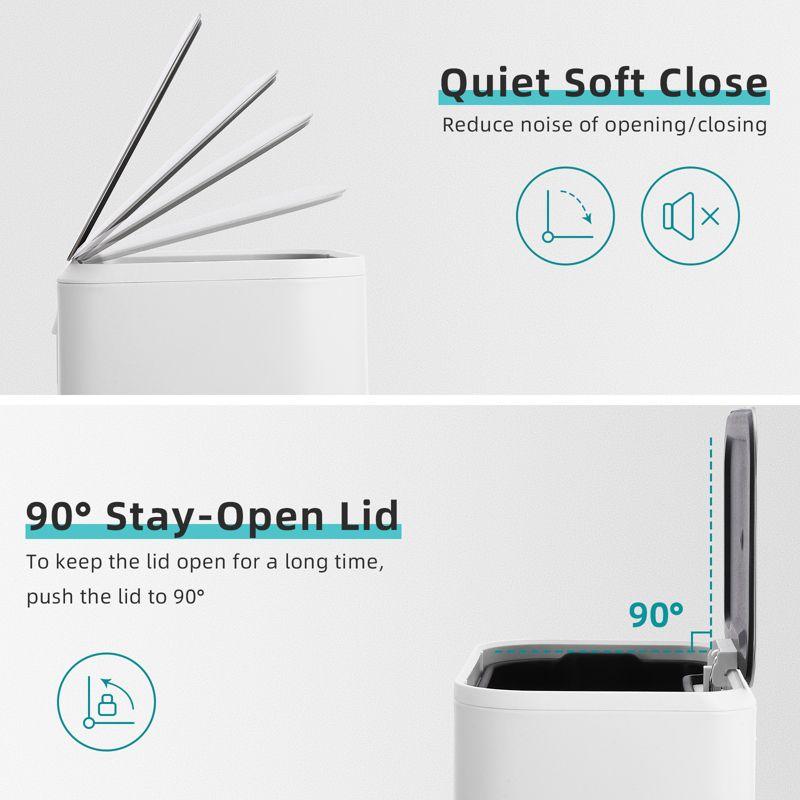 Kitchen Trash Can, 8 Gallon Stainless Steel Garbage Can With Soft Close Lid & Removable Inner Bucket, Step On Waste Bin for Home Office Living Room