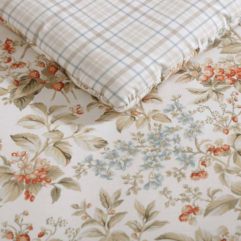 Twin Red Cotton Reversible Floral Bedspread Set