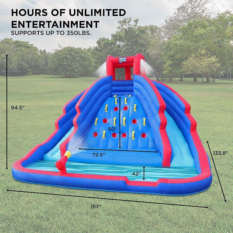 Sunny & Fun Inflatable Dual Slide Water Park with Climbing Wall