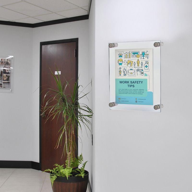 Azar Displays Floating Acrylic Wall Frame with Silver Stand Off Caps: 8.5" x 14" Graphic Size, Overall Frame Size: 12.5" x 18"