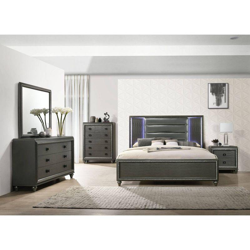 Faris Black 5-Drawer Chest with Felt Lined Top Drawer