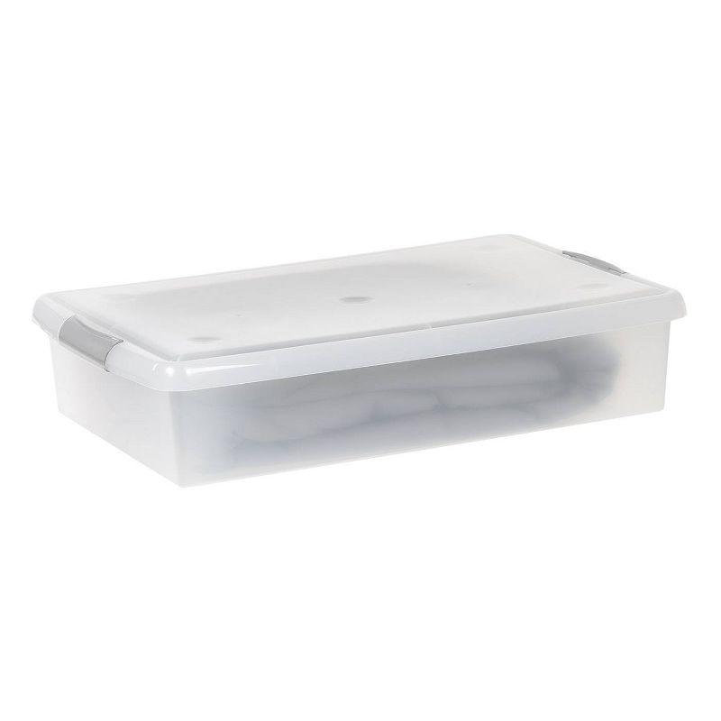 IRIS 40qt Underbed Plastic Storage Container with Lid and Buckles Clear: Stackable, Transparent, Built-In Handles