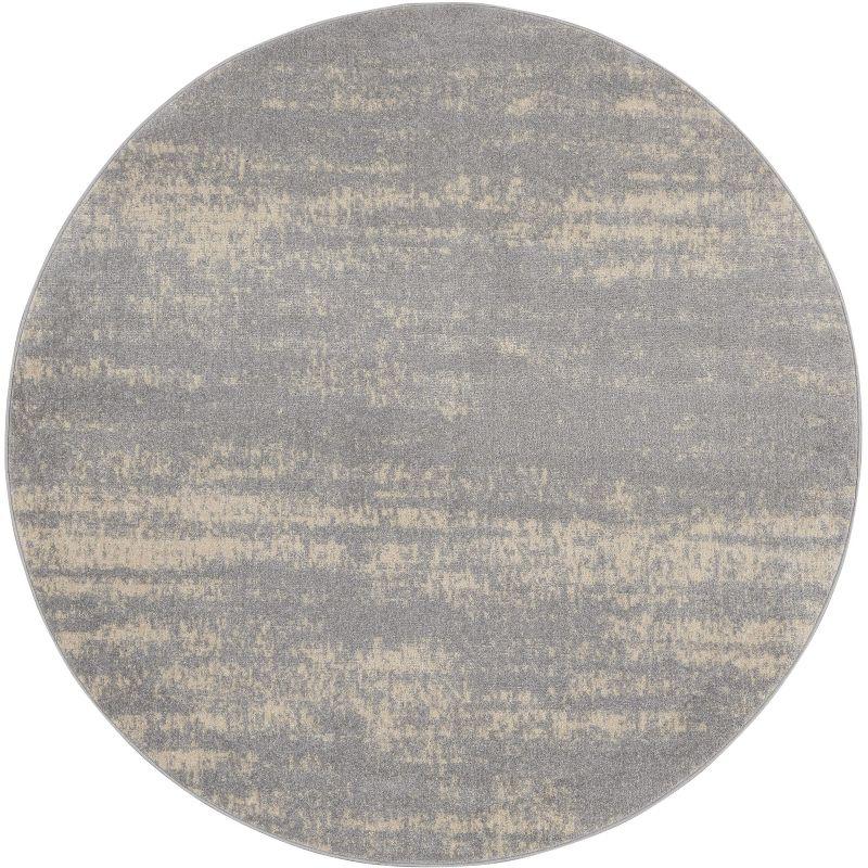 Nourison Essentials 8' x round Grey/Beige Modern Indoor/Outdoor Rug