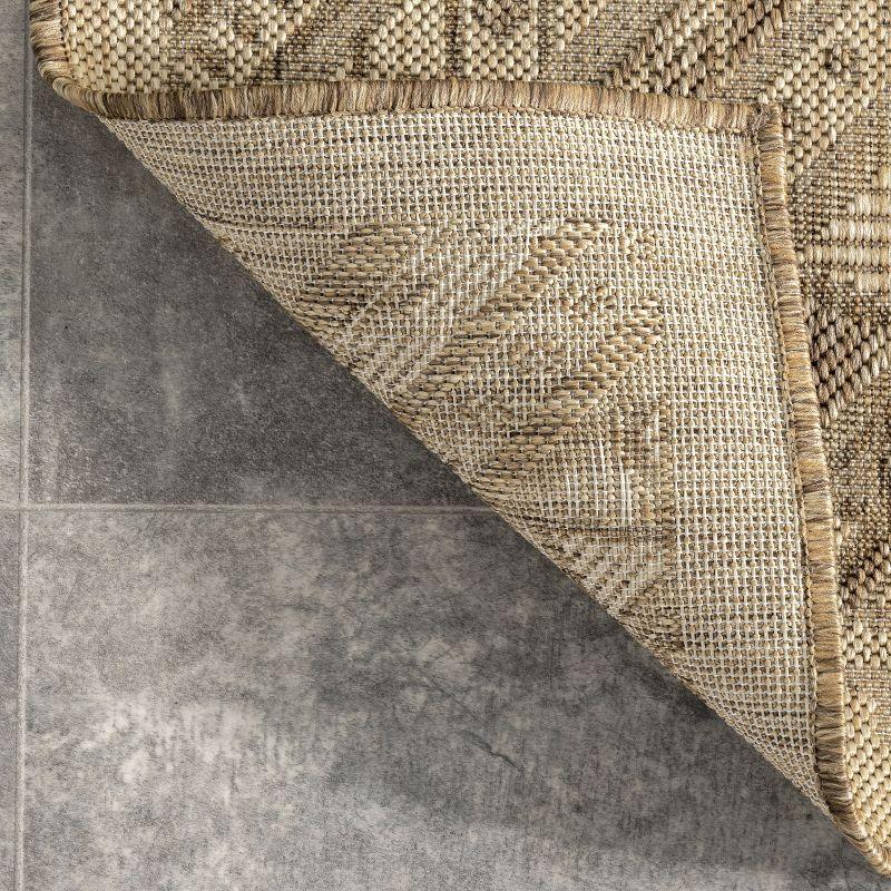 Steelside™ Zac Geometric Indoor/Outdoor Area Rug for Living Room Patio Deck Front Porch Kitchen, Brown/Ivory
