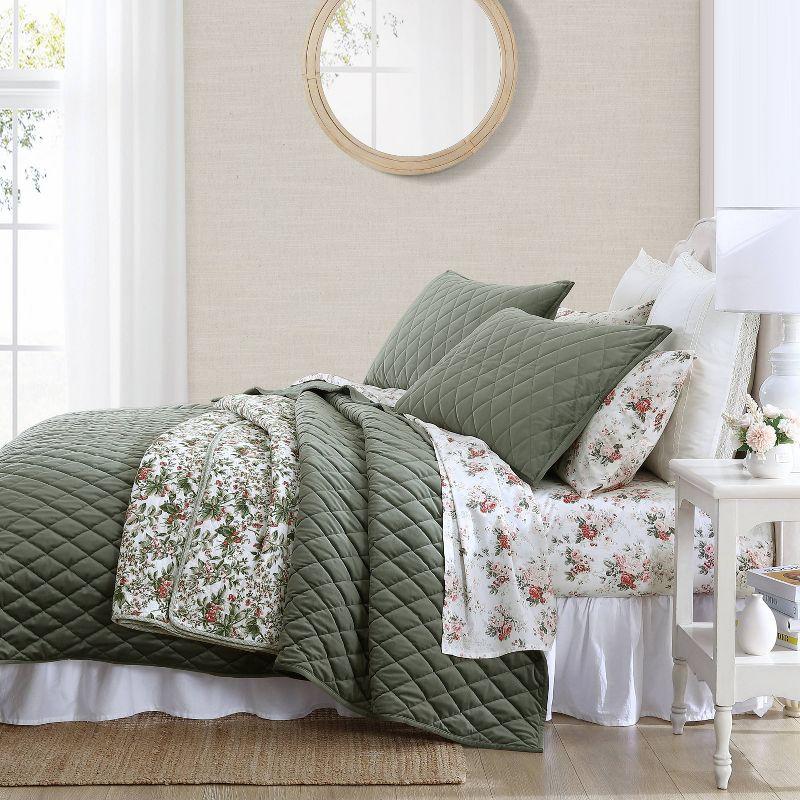 Twin Dark Green Velvet Reversible Quilt Set