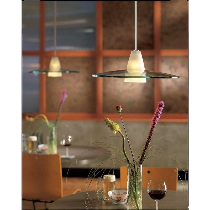 Helix 13'' Brushed Nickel Mini-Pendant with Clear and Etched Glass Shade