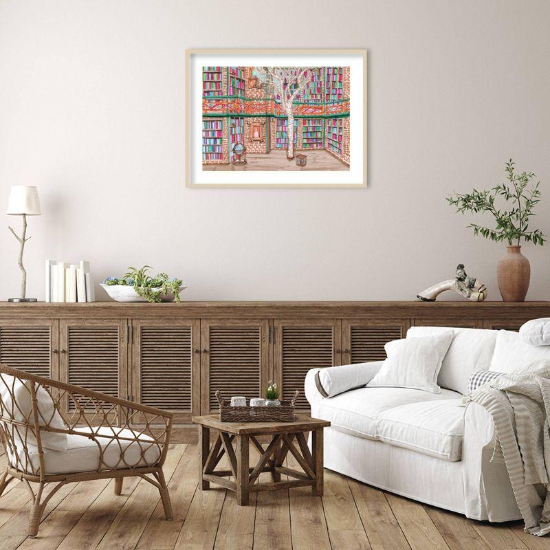 41" x 31" Tree Library by Charlotte Orr Wood Framed Wall Art Print - Amanti Art: Pine Print, Tween Decor