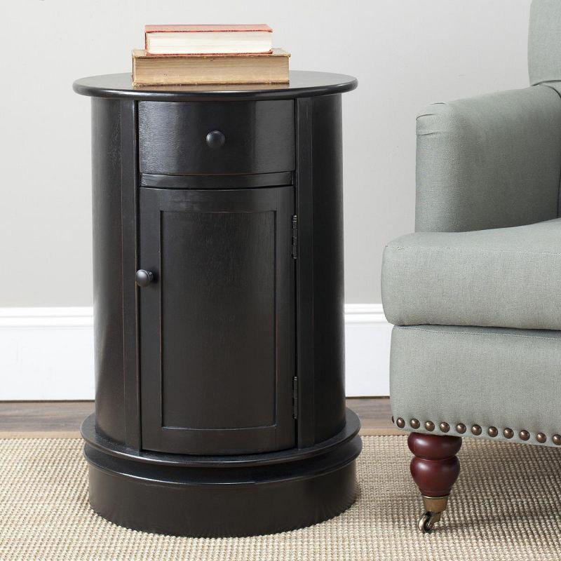 Transitional Gray Round Swivel End Table with Storage