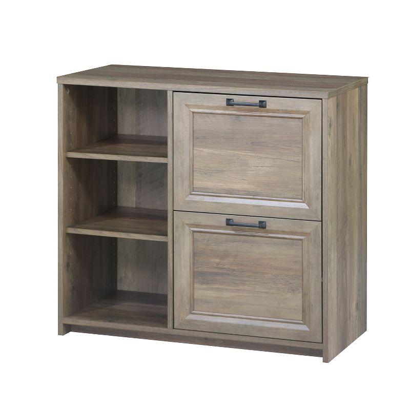 Oak 2-Drawer File Cabinet with 3 Shelves