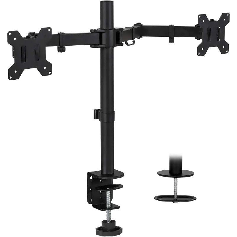 ErgoFlex Black Steel Dual Monitor Desk Mount, Full-Motion 19"-32"