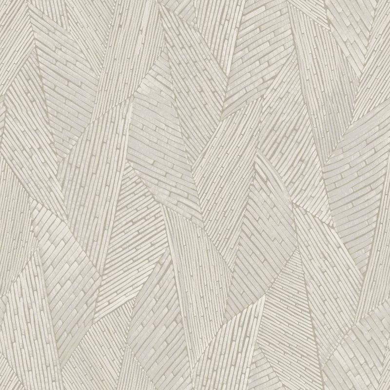 Taupe and White Woven Reed Stitch Peel and Stick Wallpaper