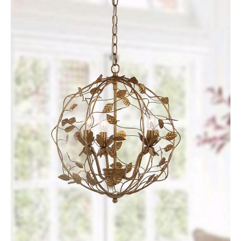 Austen 17" Gold Leaf Metal Cage Chandelier