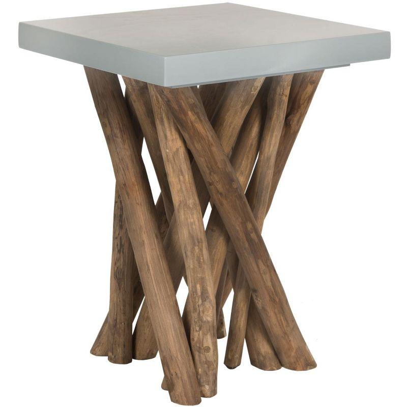 Hartwick Transitional Square Gray Teak Branch Side Table