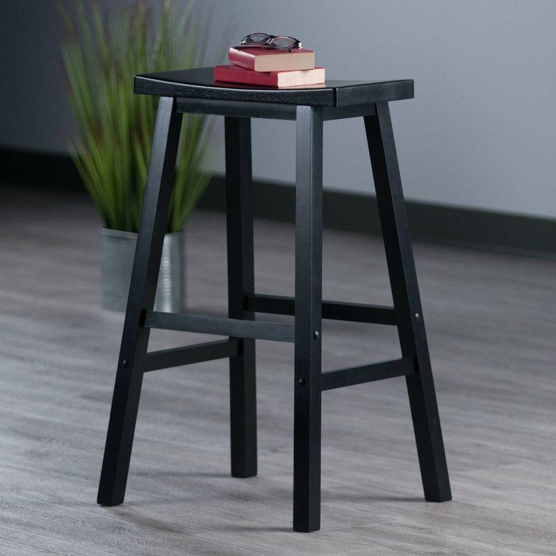 29" Satori Saddle Seat Barstool Black - Winsome: Solid Wood, High-Top Counter, Backless Design