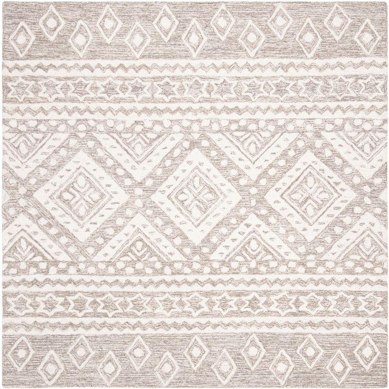 Micro-Loop MLP501 Hand Tufted Indoor Area Rug - Dark Grey/Ivory - 5'x5' - Safavieh