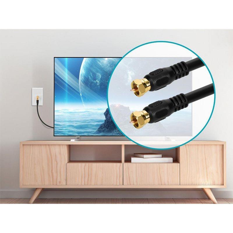 Monoprice Video Cable - 12 Feet - Black | RG6 Quad Shield CL2 Coaxial Cable with F Type Connector