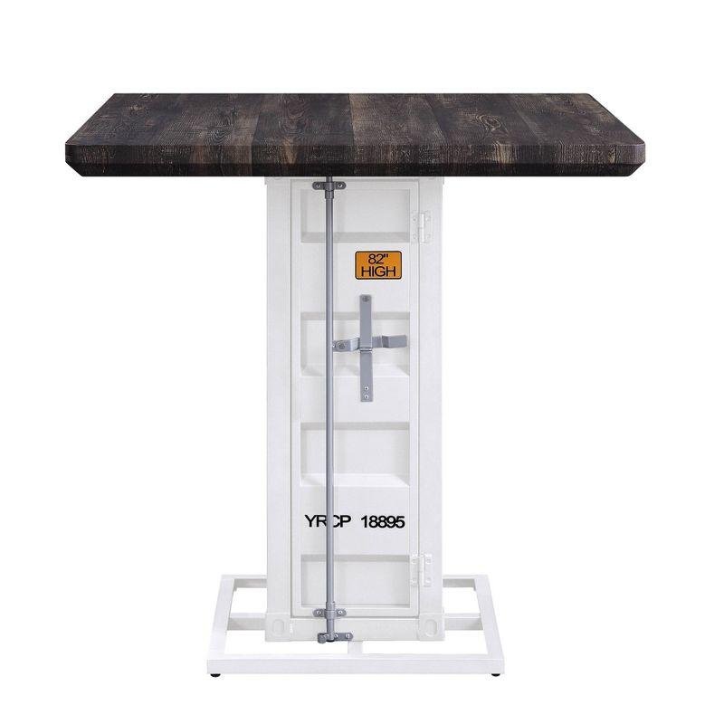 36" Cargo Accent Table Antique Walnut/White - Acme Furniture: Square Counter Height, 4-Seater, Wood & Metal Frame