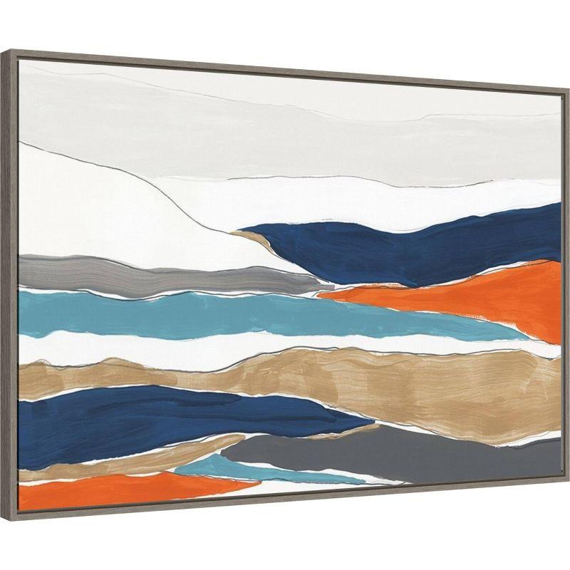 33" x 23" Orange Rolling Hills II by PI Studio Framed Canvas Wall Art Print - Amanti Art: Modern Abstract Lithograph, Polystyrene Frame