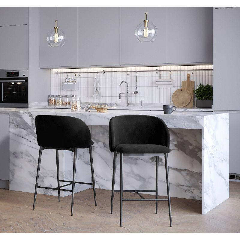 Set of 2 Fran Contemporary Counter Height Barstools - LumiSource