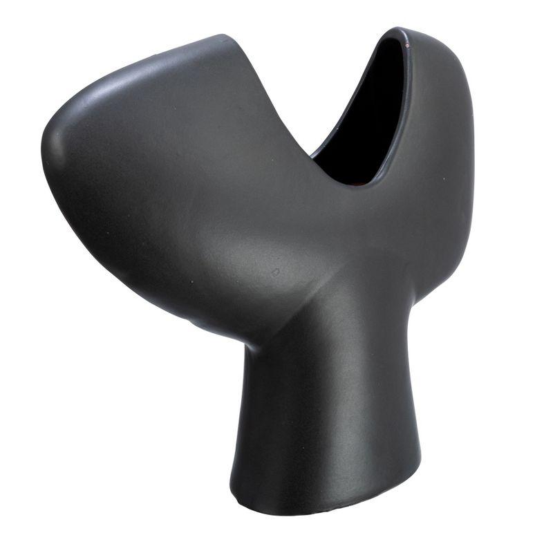 Storied Home Modern Stoneware Abstract Vase, Matte Black
