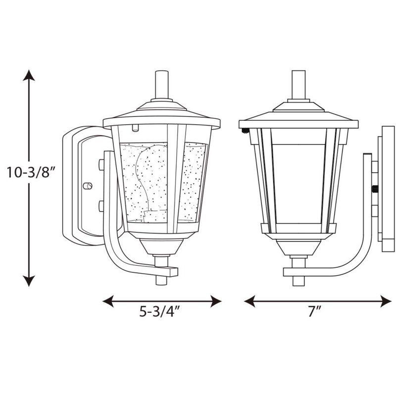 Progress Lighting East Haven 1-Light Outdoor Wall Lantern, Black, Seeded Glass Shade