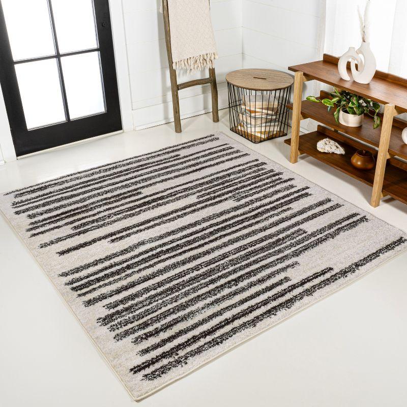 JONATHAN Y Khalil Modern Berber Stripe Cream/Black 8' Square Area Rug