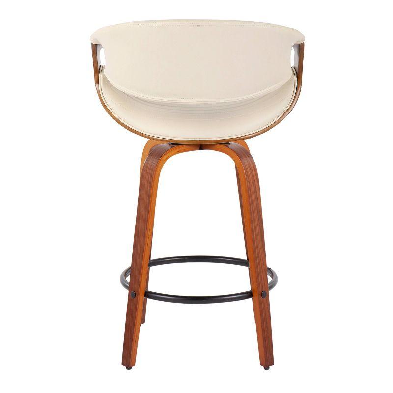 Set of 2 Symphony Counter Height Barstools with Back & Swivel, Cream/Walnut - Lumisource